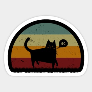 Black Cat No Retro Sunset Sticker